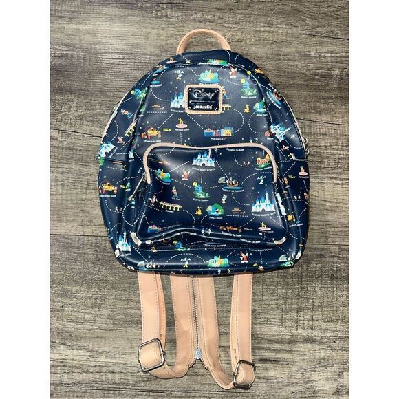 Loungefly Disneyland 65th Anniversary Disney Park Map Convertible Mini Backpack - Picture 2 of 9